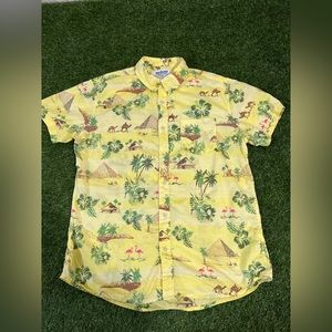 Urban Pipeline Yellow Hawaiian Camel Shirt Mens Large